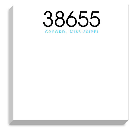 Turquoise Zip Code Chunky Notepad